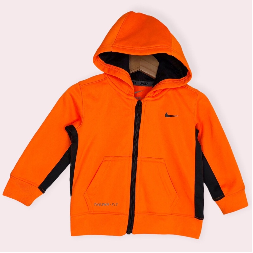 Nike Infants Hoodie Jacket Hooded Zip-up Therma-Fit Orange Size 18-Months